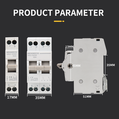 MTS Manual Transfer Switch 1P/2P 63A | NEW Design Dual Power Manual Conversion Isolating Switch with Indicator Light | Red/Solar/Generator Changeover for Home & Workshop