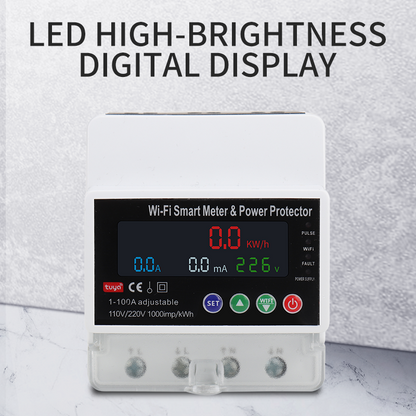 100A Tuya WiFi Smart Breaker with Timer | Overload/Voltage Protection & PV Bidirectional Metering for Solar Systems