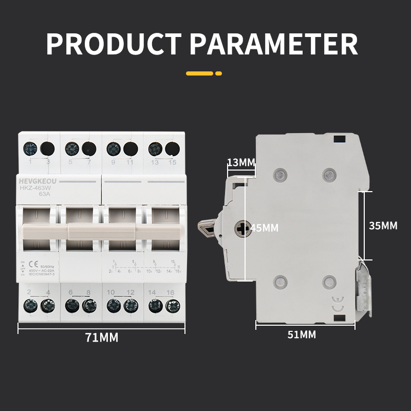 Manual Transfer Switch (MTS) 4P 63A | DIN Rail Modular Isolator | Dual Power Changeover & Main Disconnect Switch for Household & Commercial Use