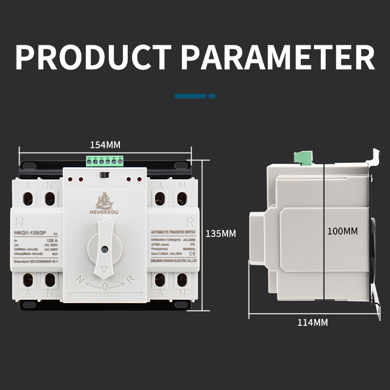 125A 220V Automatic Transfer Switch (ATS) | Universal Mains Power Changeover Switch | Safe Replacement Part for Wide Application – Generator, Solar, Grid