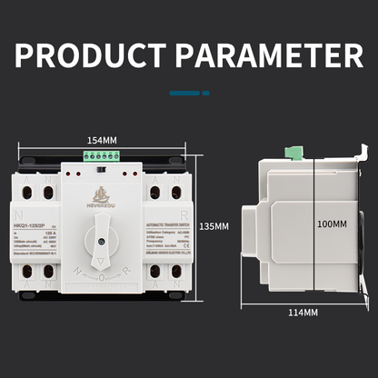 125A 220V Automatic Transfer Switch (ATS) | Universal Mains Power Changeover Switch | Safe Replacement Part for Wide Application – Generator, Solar, Grid