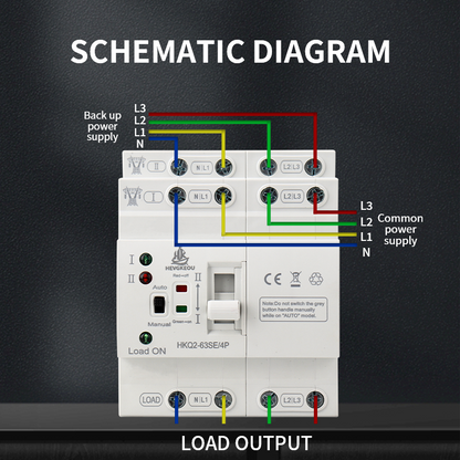 63A 4P Solar ATS | Automatic Transfer Switch for PV & Mains Power | 400V DIN Rail Mount Uninterrupted Changeover/Selector Switch