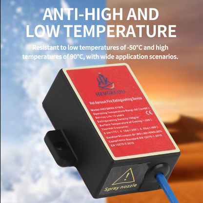 Square Fire Extinguisher for Electrical Cabinets Up to 0.4m³ | Automatic N₂ Aerosol Suppressor, DIN Rail Mount with Strong Adhesive