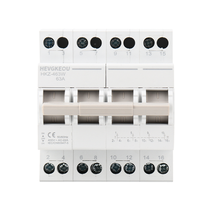 Manual Transfer Switch (MTS) 4P 63A | DIN Rail Modular Isolator | Dual Power Changeover & Main Disconnect Switch for Household & Commercial Use