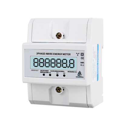 3 Phase DIN Rail kWh Meter AC 230/380V 100A | 4-Wire Energy Consumption Monitor with LCD Backlight | Three-Phase Active Power Meter for Industrial & Commercial Submetering