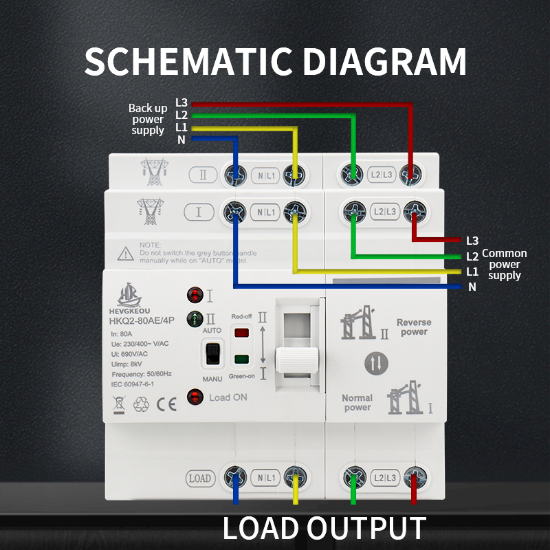 ATS 4P 80A Automatic Transfer Switch for PV/Solar & Mains | 400V Uninterrupted Power Selector | DIN Rail Three-Phase Changeover