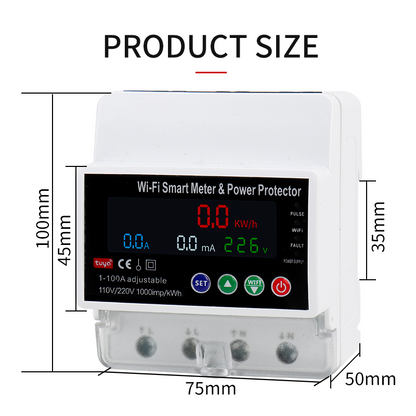 100A Tuya WiFi Smart Breaker with Timer | Overload/Voltage Protection & PV Bidirectional Metering for Solar Systems