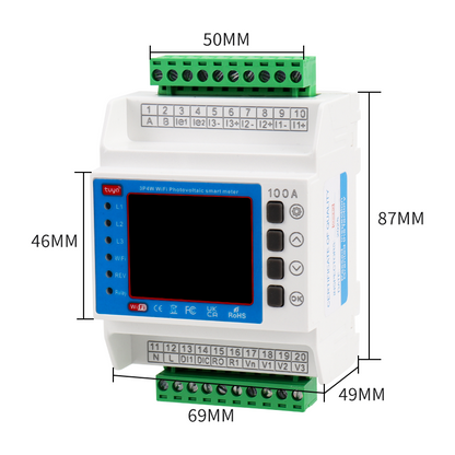 3 Phase Tuya WiFi Energy Meter with 3 CT Clamps | Smart Bi-Directional Monitor, Leakage/Over-Under Voltage Protector & Relay Switch