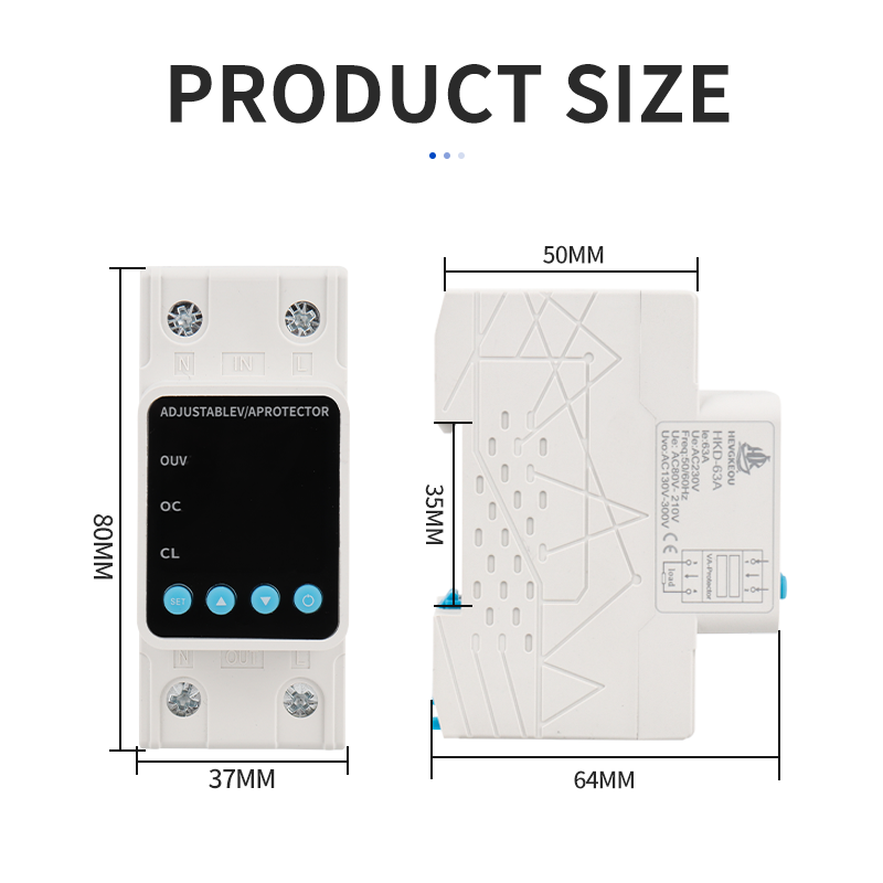 Adjustable Voltage/Current Protector HEVGKEOU | Digital Display for Voltage, Current & Power | Custom Overload Settings with One-Button Control