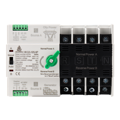 Solar ATS 125A 4P Automatic Transfer Switch | PV System & Inverter Dual Power Selector | 3-Phase DIN Rail Energy Changeover