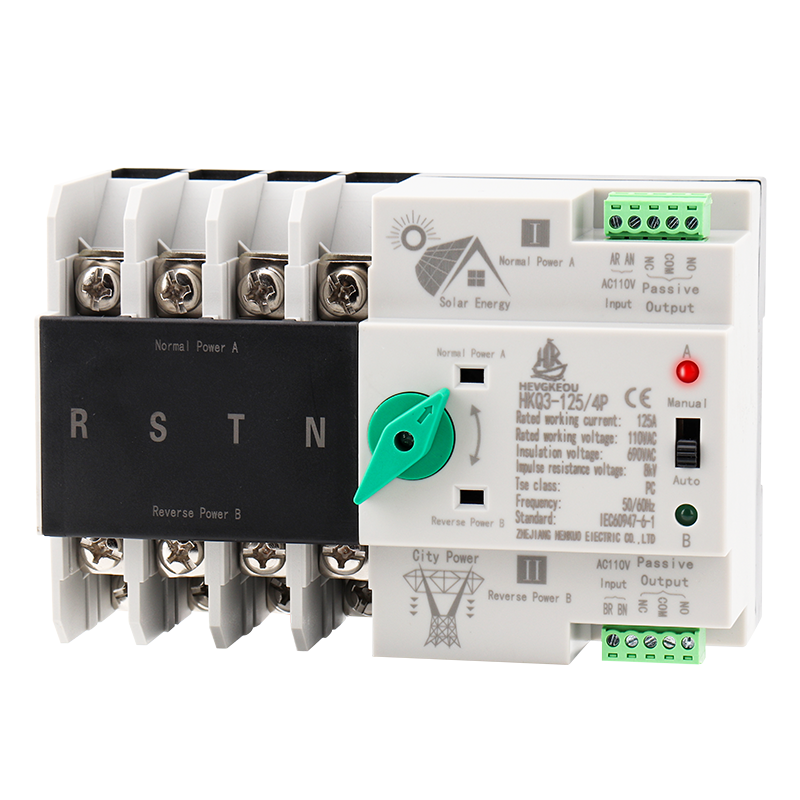 110V 4P Solar ATS | Automatic Transfer Switch for PV Systems | 125A Dual Power Changeover for Inverter/Grid/Generator