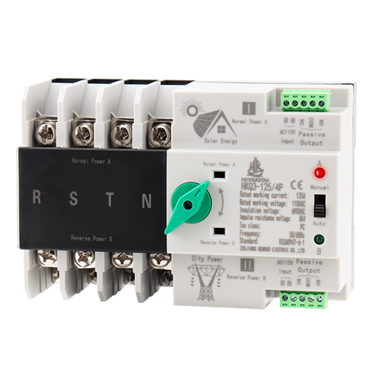 110V 4P Solar ATS | Automatic Transfer Switch for PV Systems | 125A Dual Power Changeover for Inverter/Grid/Generator