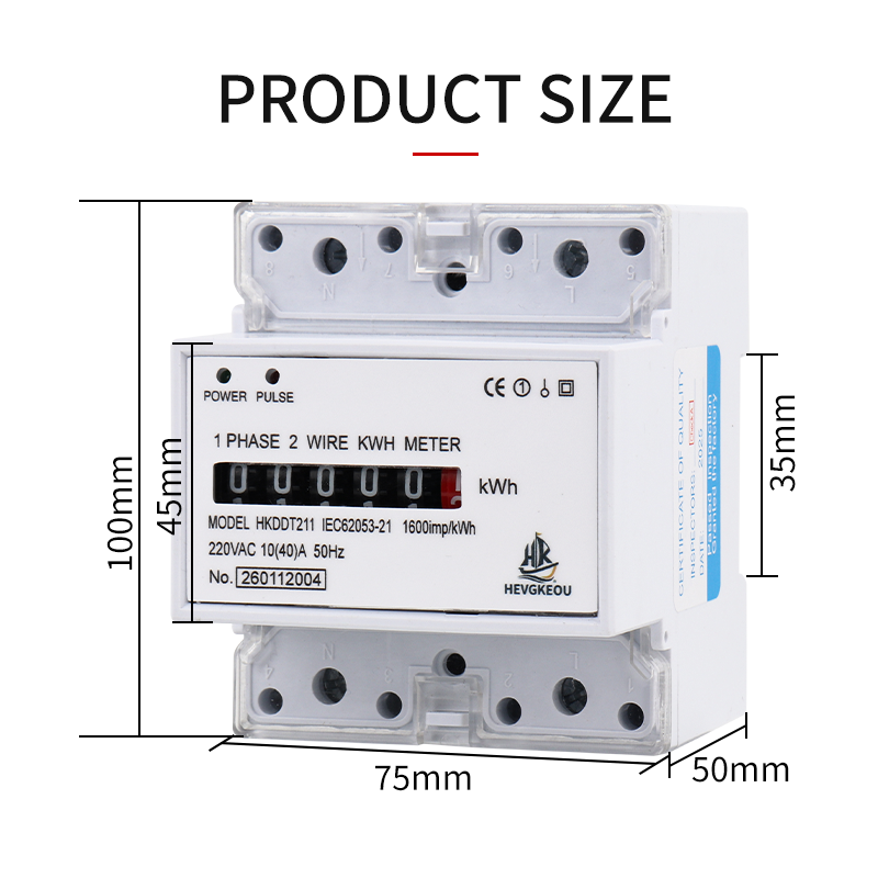 10-40A Single Phase Wattmeter Power Meter | DIN Rail Mount Electricity Consumption Monitor with LED Display for Home/Commercial