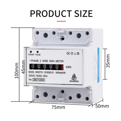 10-40A Single Phase Wattmeter Power Meter | DIN Rail Mount Electricity Consumption Monitor with LED Display for Home/Commercial
