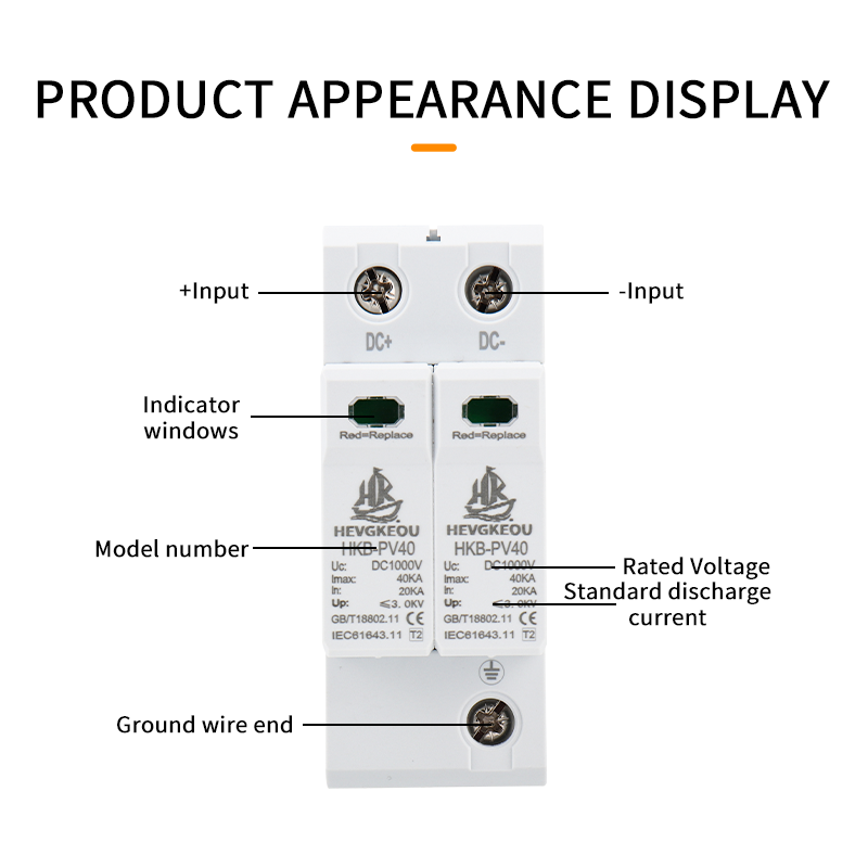 PV DC Surge Protective Device (SPD) Type 2 | 2-Pole Surge Arrester for Solar Inverters & Controllers | Lightning & Surge Protection for Photovoltaic Systems
