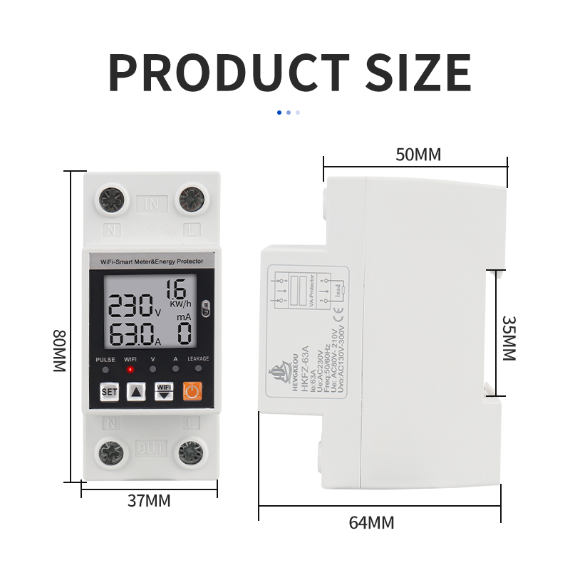 TUYA WiFi Earth Leakage Protector 63A | Smart Over/Under Voltage Relay Switch with Energy kWh Meter for Home & Industry | Alexa/Google Home Compatible RCBO