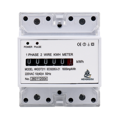 10-40A Single Phase Wattmeter Power Meter | DIN Rail Mount Electricity Consumption Monitor with LED Display for Home/Commercial