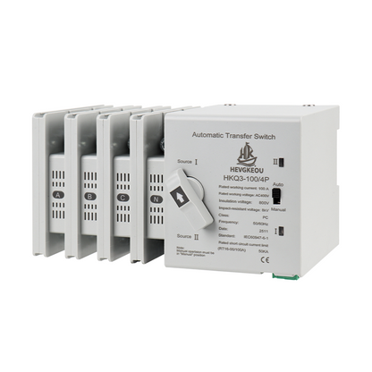 4P 100A Automatic Transfer Switch (ATS) | 400VAC Dual Power Changeover | Auto/Manual Operation for Uninterrupted Power | CE Certified