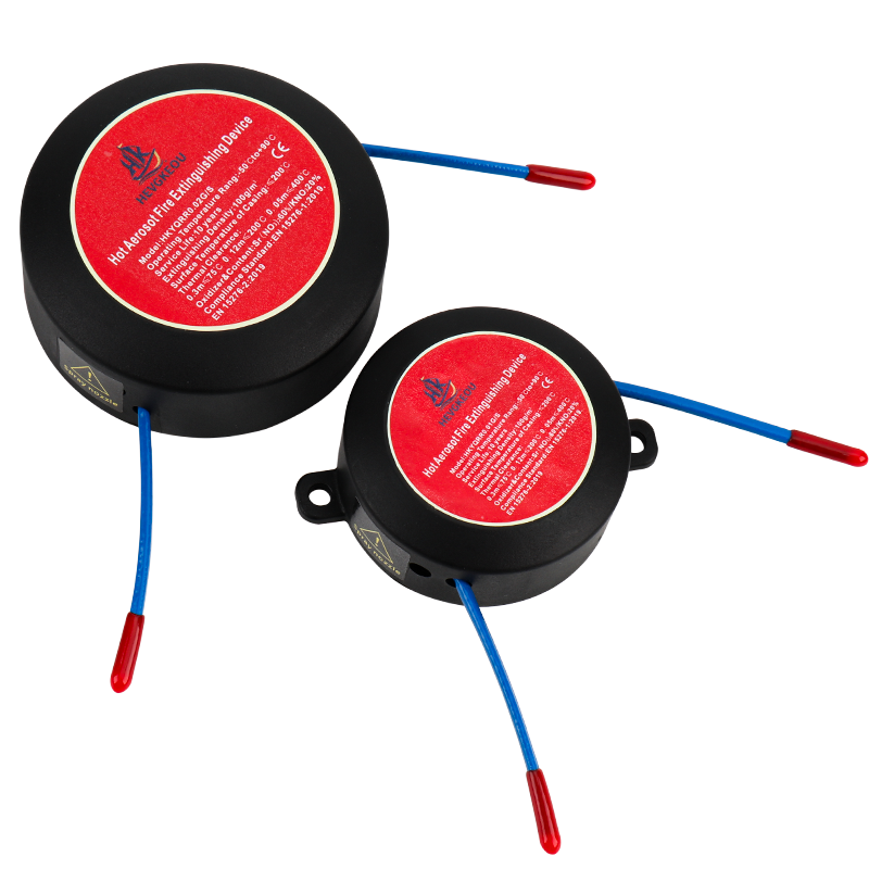 Compact Round Fire Extinguisher for Electrical Cabinets | Automatic N₂ Aerosol Suppressor, DIN Rail Mount up to 0.4m³