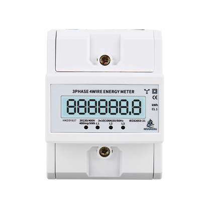 3 Phase DIN Rail kWh Meter AC 230/380V 100A | 4-Wire Energy Consumption Monitor with LCD Backlight | Three-Phase Active Power Meter for Industrial & Commercial Submetering