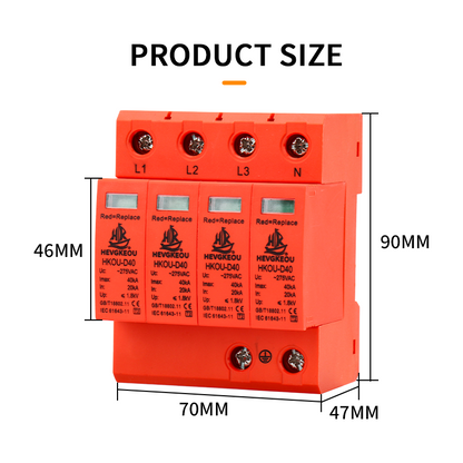 4P AC SPD Surge Protection Device | Lightning & Surge Arrester for 3-Phase Power Lines | Type 1/2 Industrial-Grade Protection | IEC 61643-11 Compliant