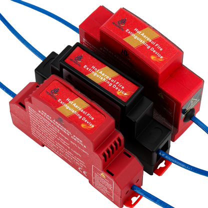 Aerosol Fire Suppression Device for Distribution Boxes | N₂ DIN Rail Mount | Flame-Retardant PC Housing with Strong Adhesive | Automatic Fire Extinguisher for Electrical Panels