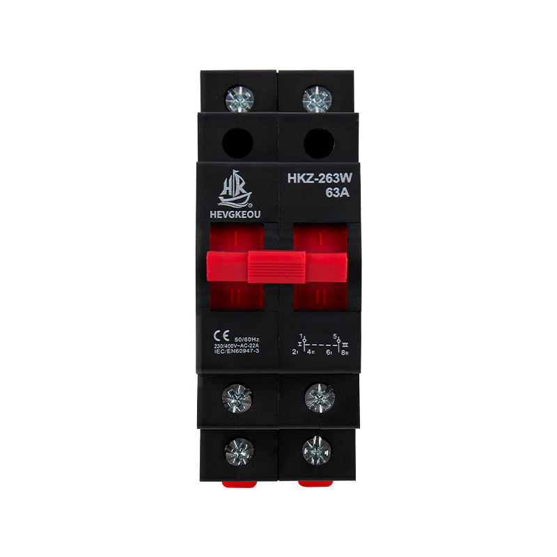 Hkz-263W 2p 63A Double Power Isolation Switch Red/Blue 230VAC 50/60Hz Dual Power Isolator Interrupter CE Certified for Safe Source Selection