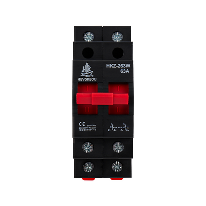 Hkz-263W 2p 63A Double Power Isolation Switch Red/Blue 230VAC 50/60Hz Dual Power Isolator Interrupter CE Certified for Safe Source Selection