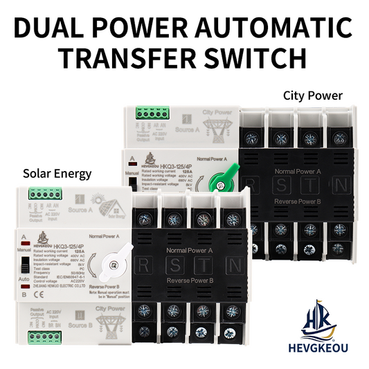 Solar ATS 125A 4P Automatic Transfer Switch | PV System & Inverter Dual Power Selector | 3-Phase DIN Rail Energy Changeover