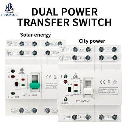 63A 4P Solar ATS | Automatic Transfer Switch for PV & Mains Power | 400V DIN Rail Mount Uninterrupted Changeover/Selector Switch