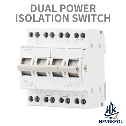 Manual Transfer Switch (MTS) 4P 63A | DIN Rail Modular Isolator | Dual Power Changeover & Main Disconnect Switch for Household & Commercial Use